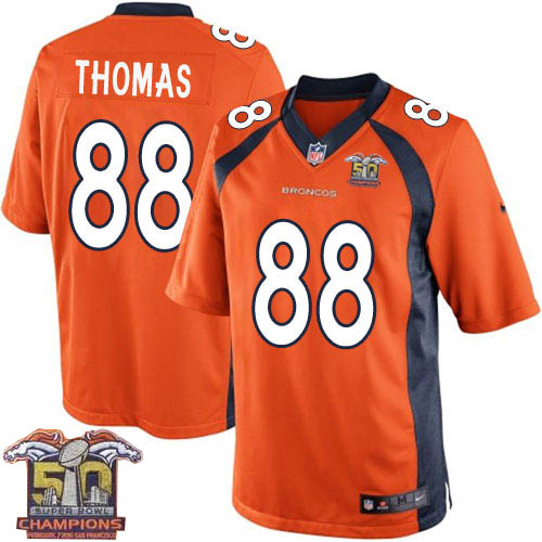 Youth Elite Demaryius Thomas Super Bowl 50 Champions Nike Jersey Orange Home - #88 NFL Denver Broncos